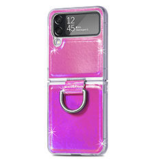 Custodia Lusso Pelle e Plastica Opaca Cover H08 per Samsung Galaxy Z Flip4 5G Rosa Caldo