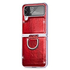 Custodia Lusso Pelle e Plastica Opaca Cover H08 per Samsung Galaxy Z Flip4 5G Rosso