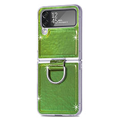 Custodia Lusso Pelle e Plastica Opaca Cover H08 per Samsung Galaxy Z Flip4 5G Verde