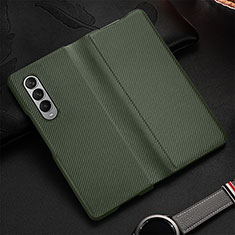 Custodia Lusso Pelle e Plastica Opaca Cover L01 per Samsung Galaxy Z Fold4 5G Verde Pastello