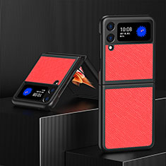 Custodia Lusso Pelle e Plastica Opaca Cover L03 per Samsung Galaxy Z Flip3 5G Rosso