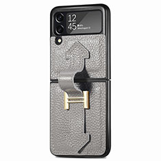 Custodia Lusso Pelle e Plastica Opaca Cover L05 per Samsung Galaxy Z Flip3 5G Grigio