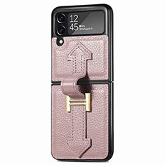 Custodia Lusso Pelle e Plastica Opaca Cover L05 per Samsung Galaxy Z Flip3 5G Oro Rosa
