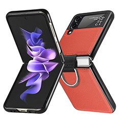 Custodia Lusso Pelle e Plastica Opaca Cover L06 per Samsung Galaxy Z Flip3 5G Arancione