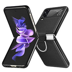 Custodia Lusso Pelle e Plastica Opaca Cover L06 per Samsung Galaxy Z Flip3 5G Nero