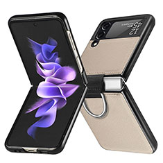 Custodia Lusso Pelle e Plastica Opaca Cover L06 per Samsung Galaxy Z Flip3 5G Oro