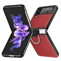 Custodia Lusso Pelle e Plastica Opaca Cover L06 per Samsung Galaxy Z Flip3 5G Rosso