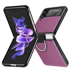 Custodia Lusso Pelle e Plastica Opaca Cover L06 per Samsung Galaxy Z Flip3 5G Viola