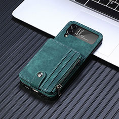Custodia Lusso Pelle e Plastica Opaca Cover L06 per Samsung Galaxy Z Flip4 5G Verde