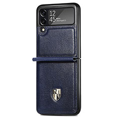 Custodia Lusso Pelle e Plastica Opaca Cover L07 per Samsung Galaxy Z Flip3 5G Blu