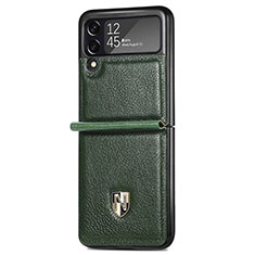 Custodia Lusso Pelle e Plastica Opaca Cover L07 per Samsung Galaxy Z Flip3 5G Verde