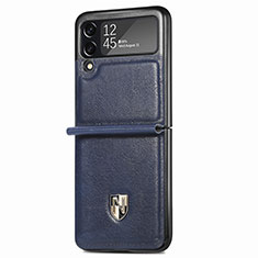 Custodia Lusso Pelle e Plastica Opaca Cover L09 per Samsung Galaxy Z Flip3 5G Blu