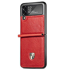 Custodia Lusso Pelle e Plastica Opaca Cover L09 per Samsung Galaxy Z Flip3 5G Rosso