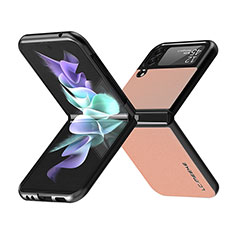 Custodia Lusso Pelle e Plastica Opaca Cover LC1 per Samsung Galaxy Z Flip4 5G Oro Rosa