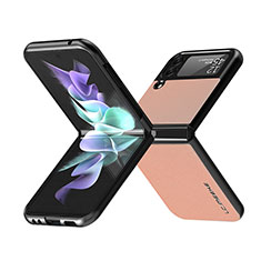 Custodia Lusso Pelle e Plastica Opaca Cover LC2 per Samsung Galaxy Z Flip3 5G Oro Rosa