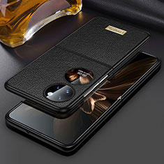 Custodia Lusso Pelle e Plastica Opaca Cover LD1 per Huawei P50 Pocket Nero