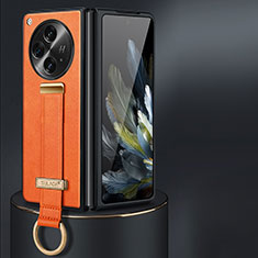 Custodia Lusso Pelle e Plastica Opaca Cover LD1 per OnePlus Open 5G Arancione