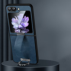 Custodia Lusso Pelle e Plastica Opaca Cover LD1 per Samsung Galaxy Z Flip5 5G Blu