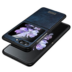 Custodia Lusso Pelle e Plastica Opaca Cover LD2 per Samsung Galaxy Z Flip5 5G Blu