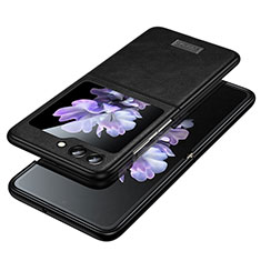 Custodia Lusso Pelle e Plastica Opaca Cover LD2 per Samsung Galaxy Z Flip5 5G Nero