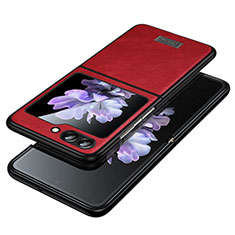 Custodia Lusso Pelle e Plastica Opaca Cover LD2 per Samsung Galaxy Z Flip5 5G Rosso