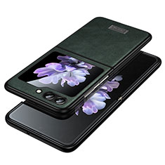 Custodia Lusso Pelle e Plastica Opaca Cover LD2 per Samsung Galaxy Z Flip5 5G Verde
