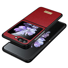 Custodia Lusso Pelle e Plastica Opaca Cover LD3 per Samsung Galaxy Z Flip5 5G Rosso