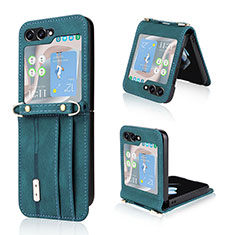 Custodia Lusso Pelle e Plastica Opaca Cover LZ2 per Samsung Galaxy Z Flip5 5G Verde