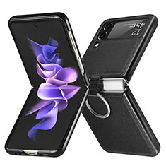 Custodia Lusso Pelle e Plastica Opaca Cover per Samsung Galaxy Z Flip3 5G Nero
