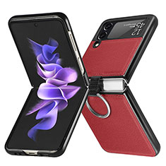 Custodia Lusso Pelle e Plastica Opaca Cover per Samsung Galaxy Z Flip3 5G Rosso