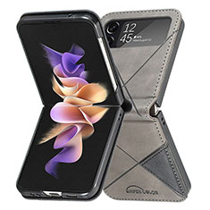 Custodia Lusso Pelle e Plastica Opaca Cover per Samsung Galaxy Z Flip4 5G Grigio
