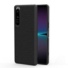 Custodia Lusso Pelle e Plastica Opaca Cover per Sony Xperia 1 IV Nero