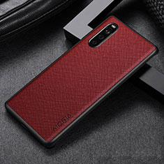 Custodia Lusso Pelle e Plastica Opaca Cover per Sony Xperia 10 III Lite Rosso