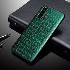 Custodia Lusso Pelle e Plastica Opaca Cover per Sony Xperia 10 IV Verde