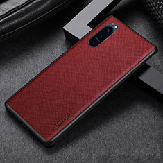 Custodia Lusso Pelle e Plastica Opaca Cover per Sony Xperia 5 IV Rosso