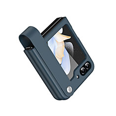 Custodia Lusso Pelle e Plastica Opaca Cover QH1 per Samsung Galaxy Z Flip5 5G Blu