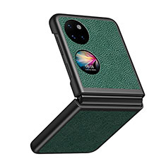 Custodia Lusso Pelle e Plastica Opaca Cover QH4 per Huawei P60 Pocket Verde