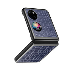 Custodia Lusso Pelle e Plastica Opaca Cover QH8 per Huawei Pocket S Blu