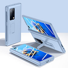 Custodia Lusso Pelle e Plastica Opaca Cover QK1 per Huawei Mate X2 Blu