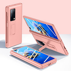 Custodia Lusso Pelle e Plastica Opaca Cover QK1 per Huawei Mate X2 Rosa