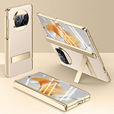 Custodia Lusso Pelle e Plastica Opaca Cover QK1 per Huawei Mate X3 Oro