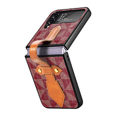 Custodia Lusso Pelle e Plastica Opaca Cover R01 per Samsung Galaxy Z Flip4 5G Rosso