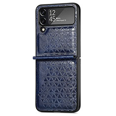 Custodia Lusso Pelle e Plastica Opaca Cover R02 per Samsung Galaxy Z Flip4 5G Blu
