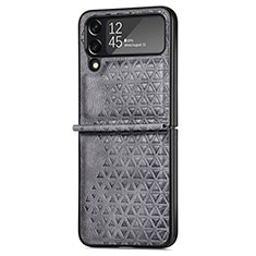 Custodia Lusso Pelle e Plastica Opaca Cover R02 per Samsung Galaxy Z Flip4 5G Grigio