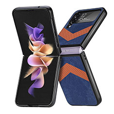 Custodia Lusso Pelle e Plastica Opaca Cover R03 per Samsung Galaxy Z Flip4 5G Blu