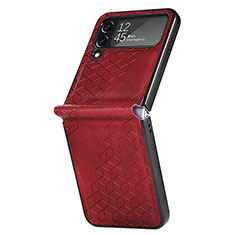 Custodia Lusso Pelle e Plastica Opaca Cover R04 per Samsung Galaxy Z Flip4 5G Rosso