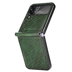 Custodia Lusso Pelle e Plastica Opaca Cover R04 per Samsung Galaxy Z Flip4 5G Verde