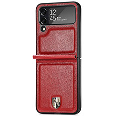 Custodia Lusso Pelle e Plastica Opaca Cover R05 per Samsung Galaxy Z Flip4 5G Rosso