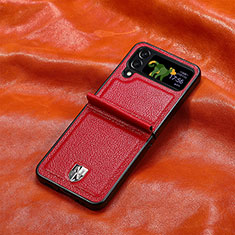 Custodia Lusso Pelle e Plastica Opaca Cover R06 per Samsung Galaxy Z Flip4 5G Rosso