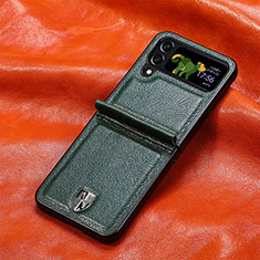 Custodia Lusso Pelle e Plastica Opaca Cover R06 per Samsung Galaxy Z Flip4 5G Verde